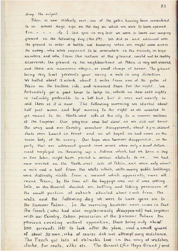 Cartas del capitán Harry Lewis Evans que describen el saqueo del Palacio de Verano de Beijing. (Foto: proporcionada)