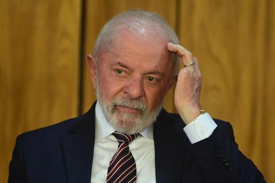 El presidente brasile?o, Luiz Inácio Lula da Silva, reacciona durante un evento en el Palacio de Planalto, en Brasilia, Brasil, el 28 de julio de 2025. (Xinhua/Lucio Tavora)